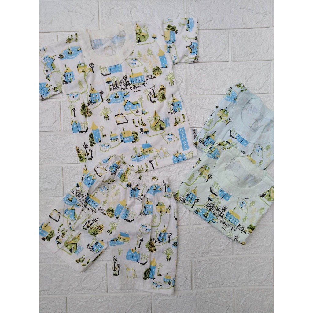 Baju Bayi Setelan Pendek HOYA508 Bahan Katun Motif Ukuran All Size