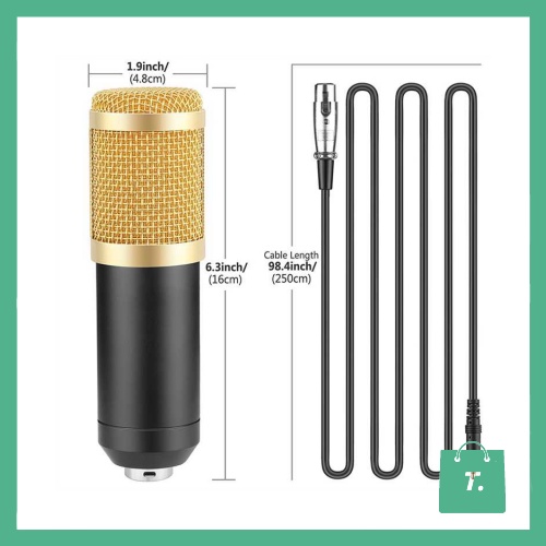 Paket BM 800 Microphone Condenser Stand Phantom Power Sound Card Filter