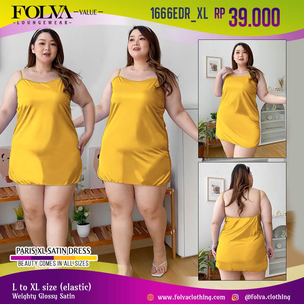 FOLVA Baju tidur wanita dress tanktop satin big size jumbo XL