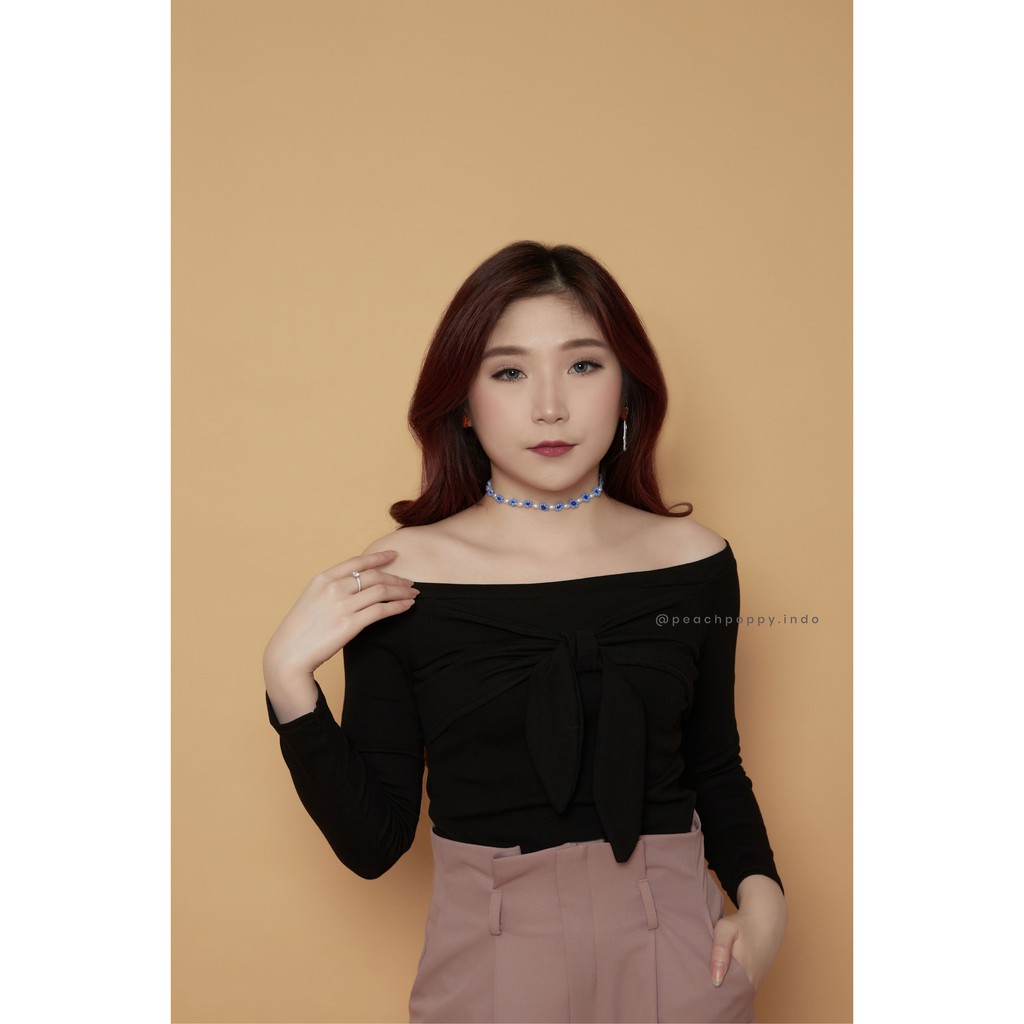 Peach Poppy Alana Top - Atasan Wanita Rajut Model Sabrina