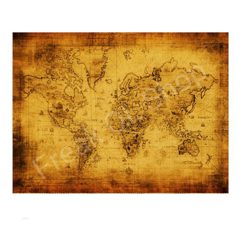 

EXCLUSIVE Large Vintage Style Retro Kraft Paper Poster Map Peta Dunia Kuno