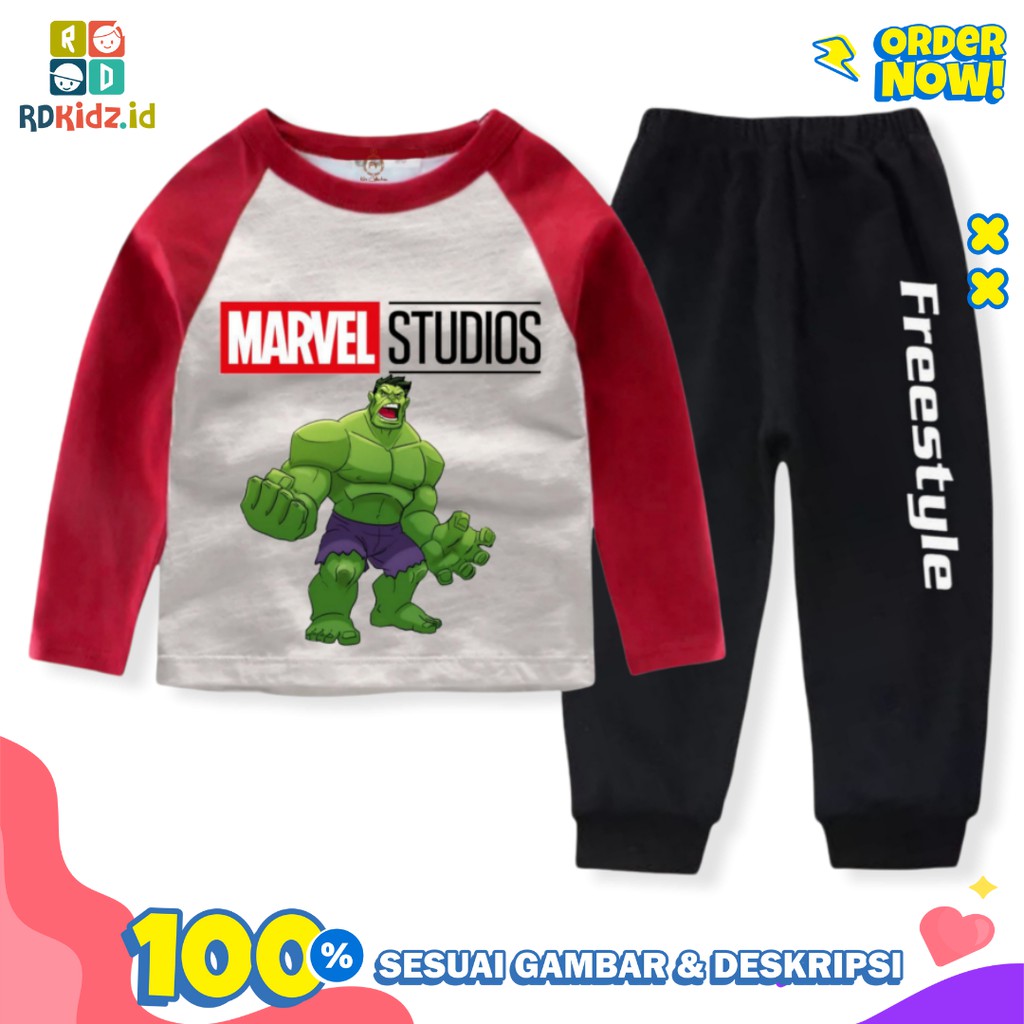 Rdkidzid Set Panjang Anak Laki / Setelan Panjang Anak Laki Laki/ Set Panjang Anak Cowok Motif HULK