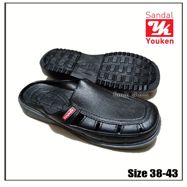 Youken 145 Sandal Selop 38-43 Hitam / Selop Bakpao Baim Karet Karet Laki-laki