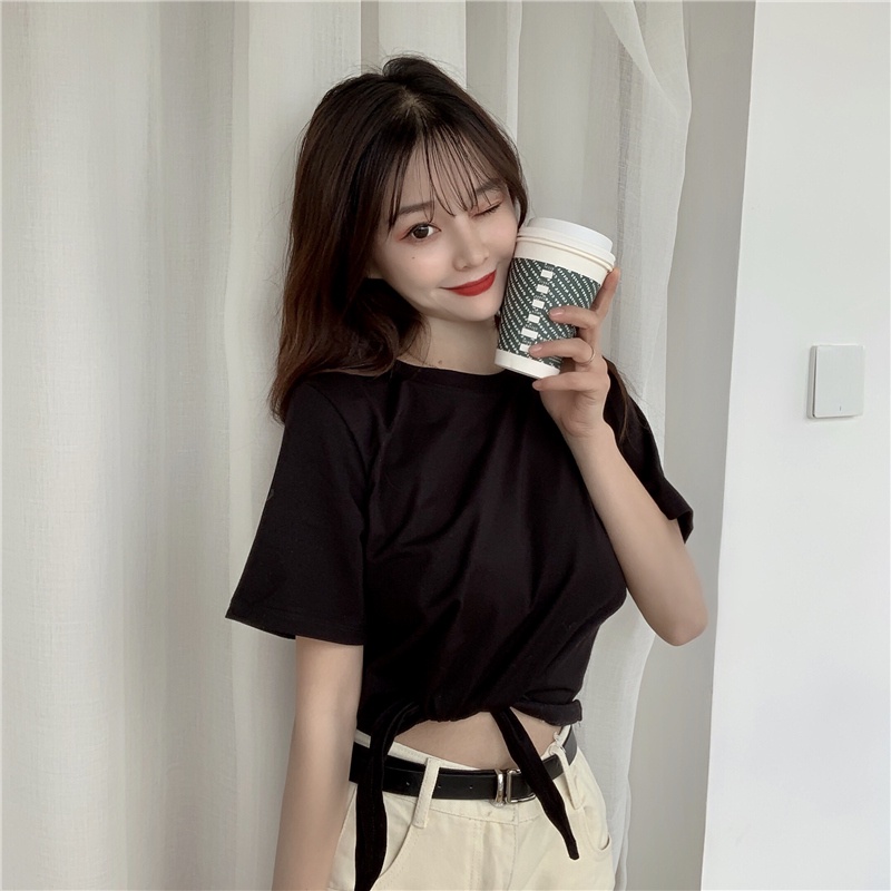 【 Bra Mall 】BM-105 Kaos Wanita Fashion Crop Top Import Korean Fashion