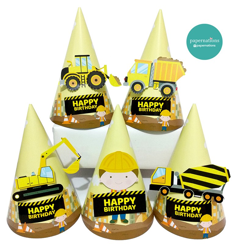 Party Hat Construction / Topi Ultah Construction Excavator / Birthday Hat Construction