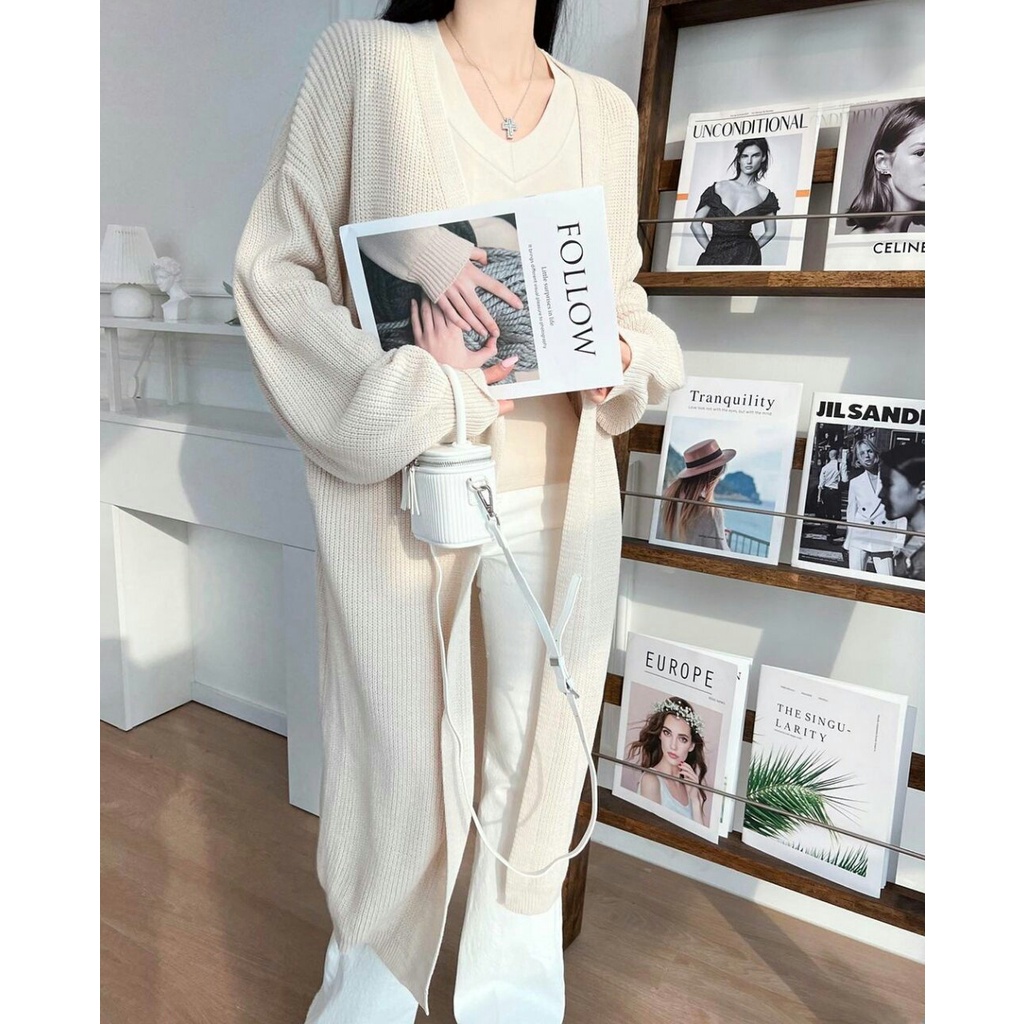 Long Cardi Sicca - Cardigan Rajut Perempuan - Cardi Muslimah - Casual Cardigan Terbaru - Pakaian Wanita