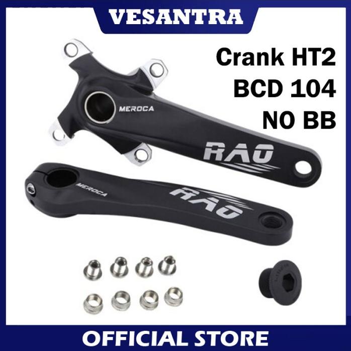 meroca rao crankset tanpa bb ht2 crank set hollowtech bcd 104 hitam ws01