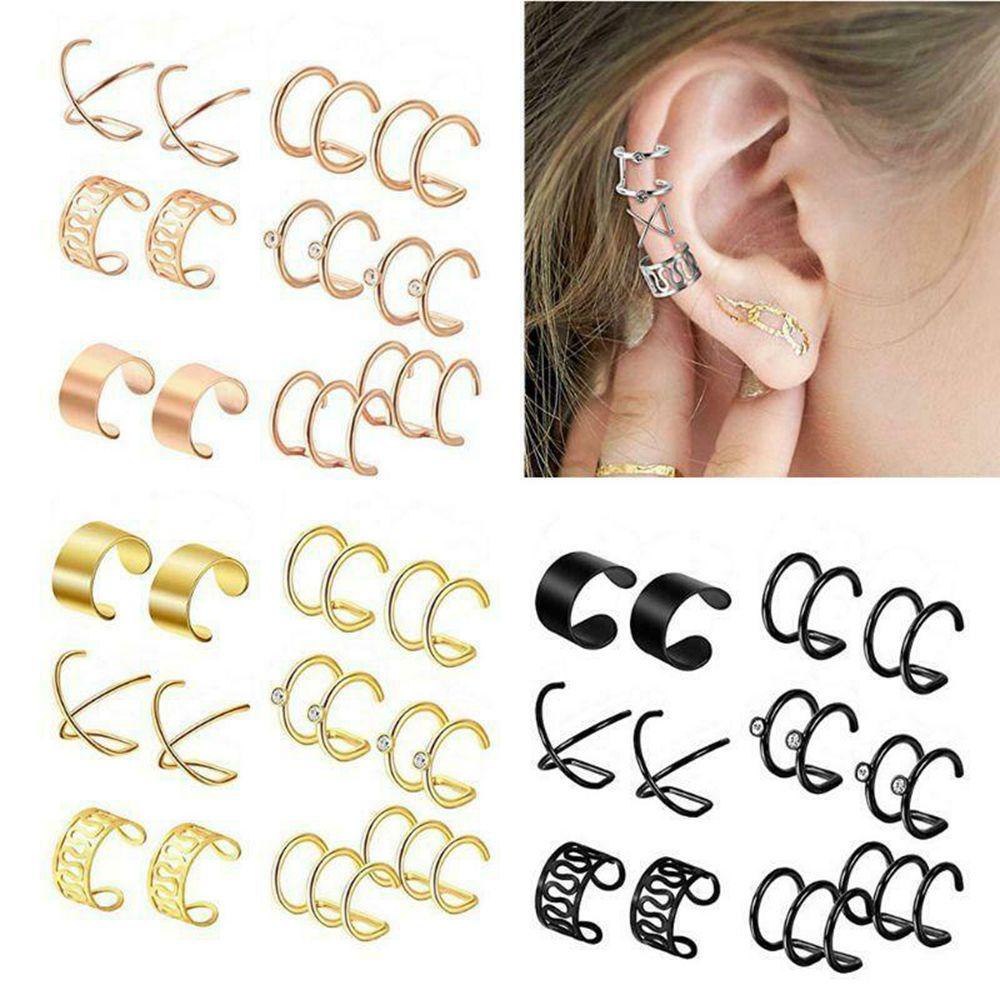 PINEAPPLE 6Pair / Set Ear Clip New Jewelry Set Stainless Steel Cartilage Hoop