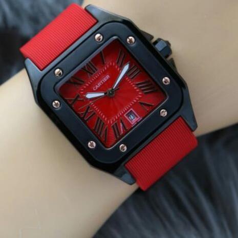Langsung Order jam tangan wanita Cartier rubber polos ring hitam tgl aktf reseller ,3.5cm DFE''