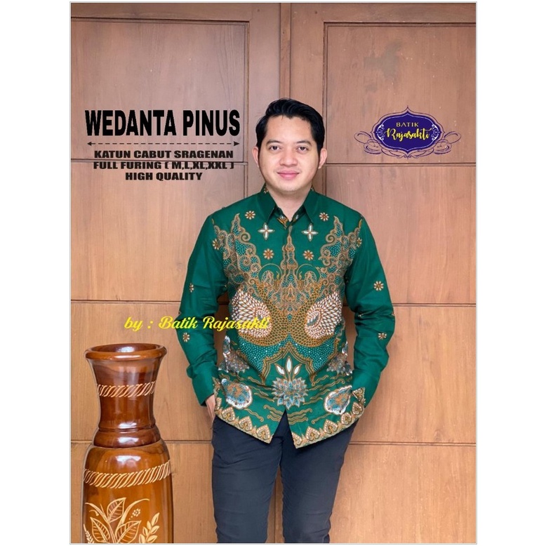 DISKON BESAR WEDANTA PINUS KEMEJA BATIK SOLO PRIA LENGAN PANJANG LAPIS FURING ATASAN PREMIUM MODERN 