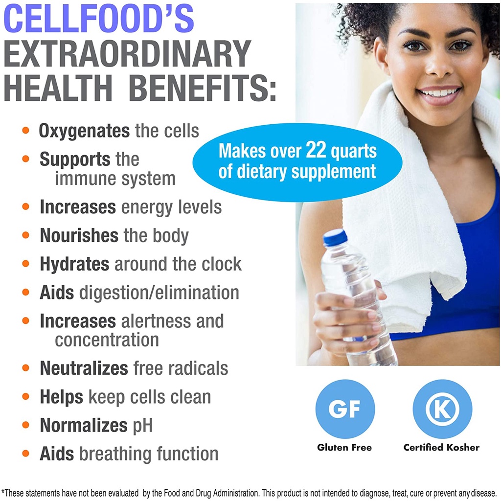 CELLFOOD by Nuscience Cell food Liquid Concentrate Oxygen + Nutrient Supplement - Supports Immune System, Energy, Endurance, Hydration &amp; Overall Health - Gluten Free, Non-GMO