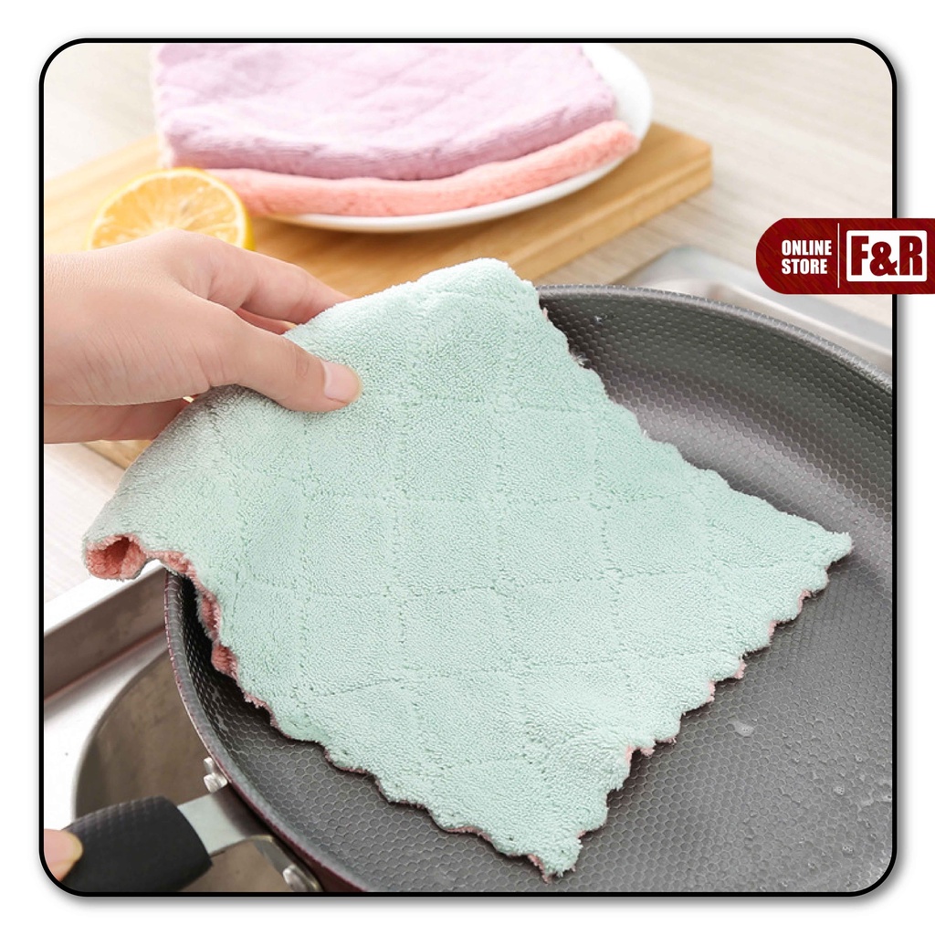 Kain Lap Microfiber Dapur Anti Minyak Lap Piring Kompor Serbet Dapur Serbaguna Lap Mikrofiber