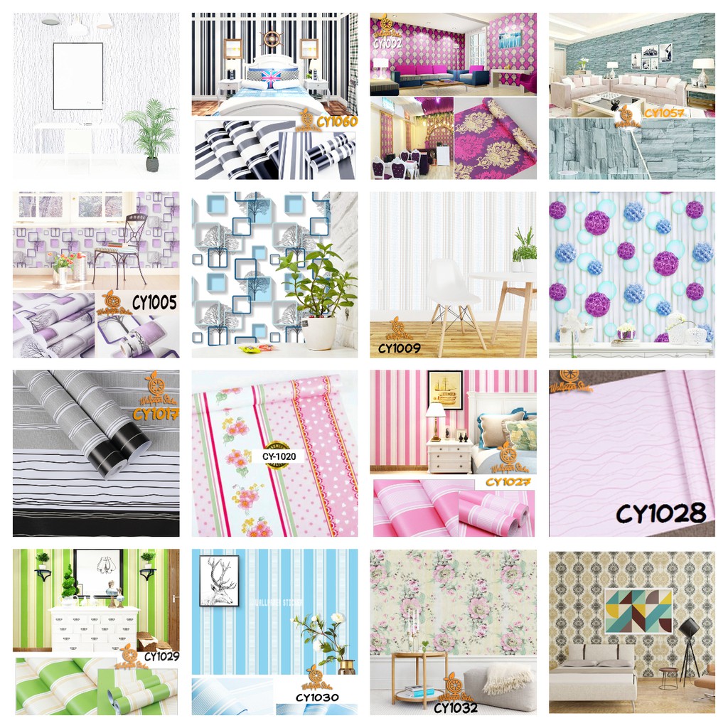 Wallpaper Dinding Wallstiker kamar tidur - Wallpaper Hiasan dinding 45cm x 9m Bata Garis Batik wallstiker elegan