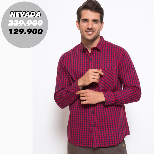 Kemeja Panjang Pria Nevada Motif Kotak