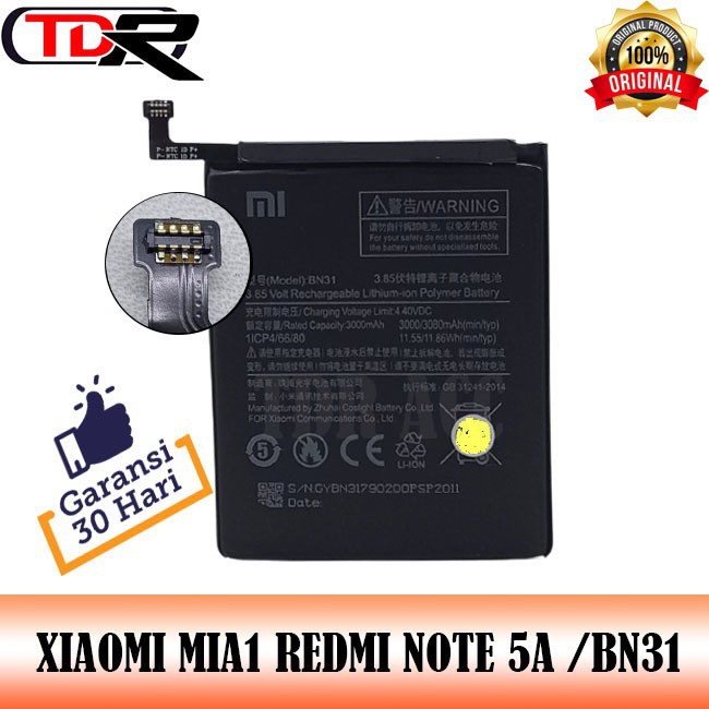 BATTERY - BATRE - BATRAI - BATERAI XIAOMI BN31 MIA1 REDMI NOTE 5A REDMI S2 - FULL CELL - DOUBLE IC - 2IC - KUALITAS 100%