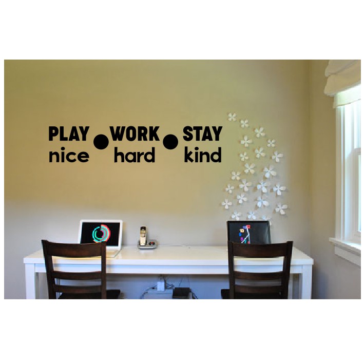 Wall Stiker  Play Work Stay Hiasan Dinding  Kaca Cutting 