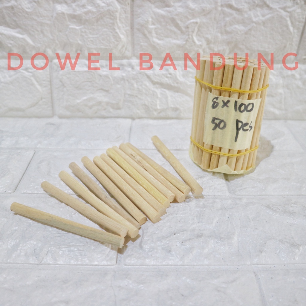 Dowel Kayu 8 mm Panjang 100 mm - Dowel Kayu Stik Bulat Diameter 8mm 100mm 8x10cm