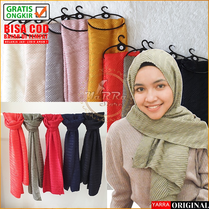Jilbab PASHMINA PLISKET Hijab MALAYSIA Pasmina crincle rawis Warna Polos kerudung TURKI A34
