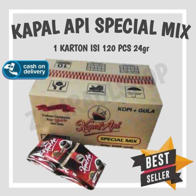 

Kapal Api Special Mix Kopi Dan Gula 1 Dus Atau Karton Isi 120Pcs 24Gr