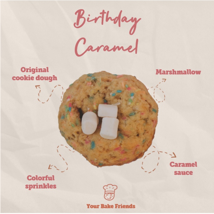 

6 Pcs Soft Cookies YourBakeFriends - Birthday Caramel Cookies