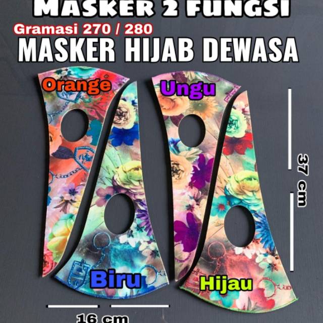 Masker hijab 2fungsi motif bunga