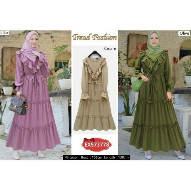 Dress EXTU Gamis zara crepe Dusty Lilac Import