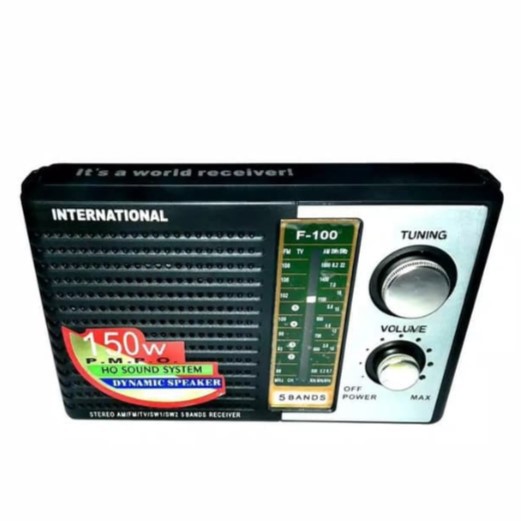 Radio Jadul F 100 INTERNATIONAL AC DC 5 Band FM AM SW ICF-F100 5 Bands AM FM TV SW2 SW1