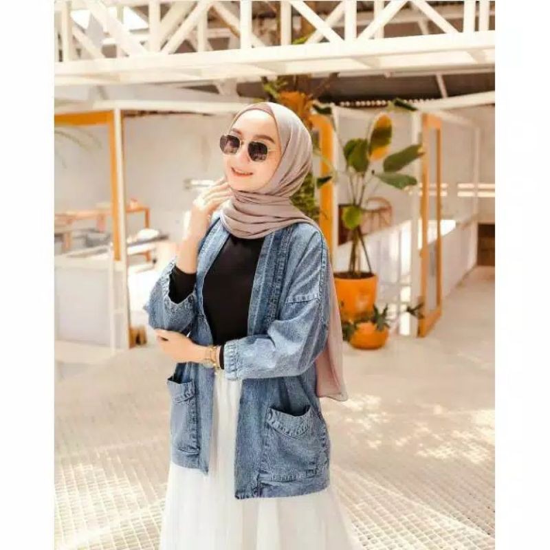 (Ready STOK) Kaisa Blazer Jeans Outer Mutia | Jaket Jeans Wanita