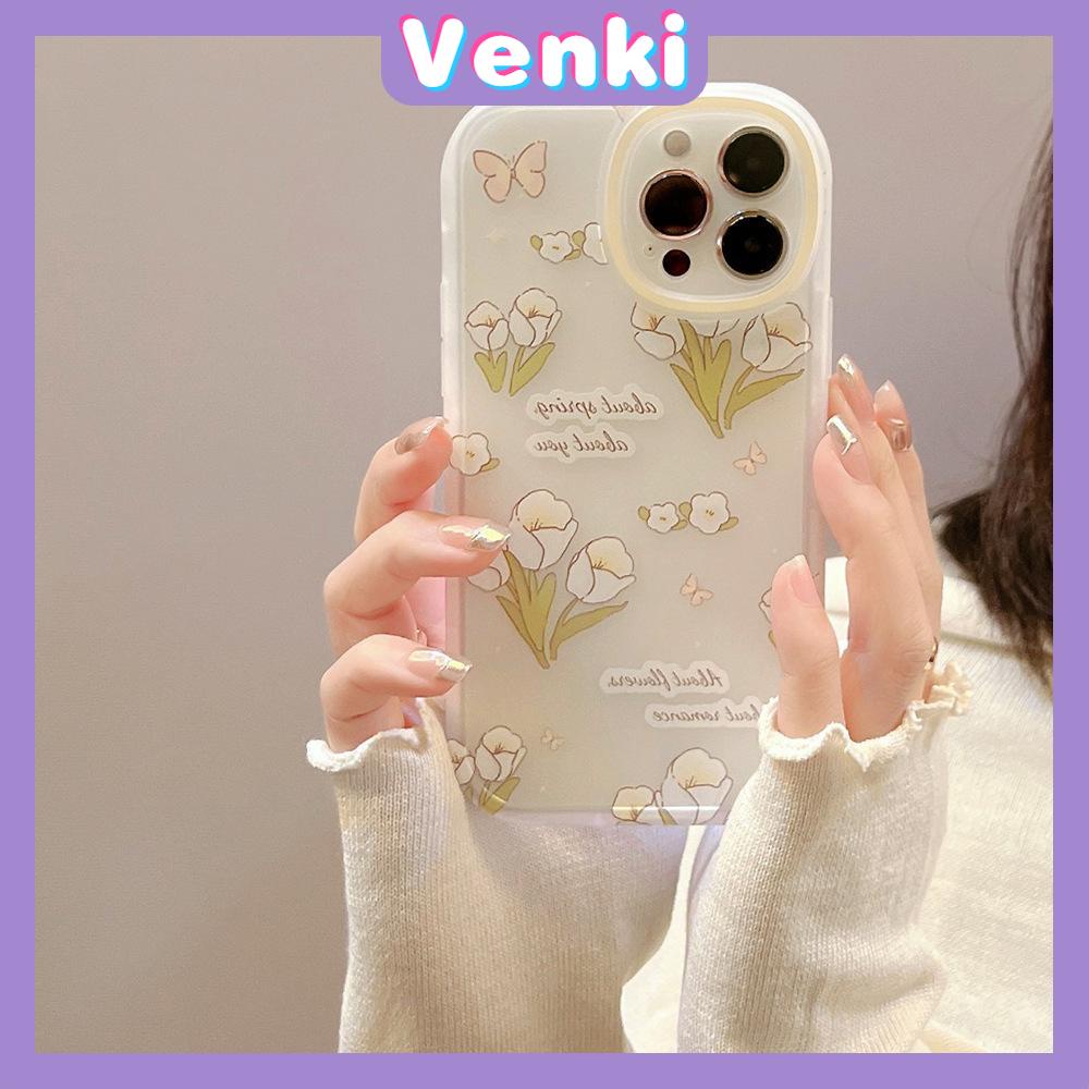 iPhone Case Silicone Soft Case Clear Case Thickened Airbag Shockproof Camera Full Coverage Protection Green Flower For iPhone 13 Pro Max iPhone 12 Pro Max iPhone 11 iPhone7 Plus