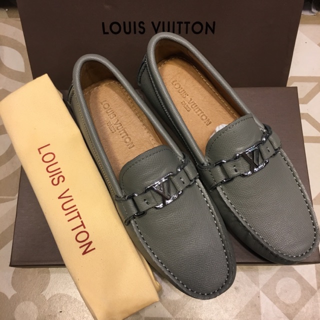SEPATU LOAFERS PRIA FASHION MURAH KULIT ASLI - LOUIS VUITTON - GREY