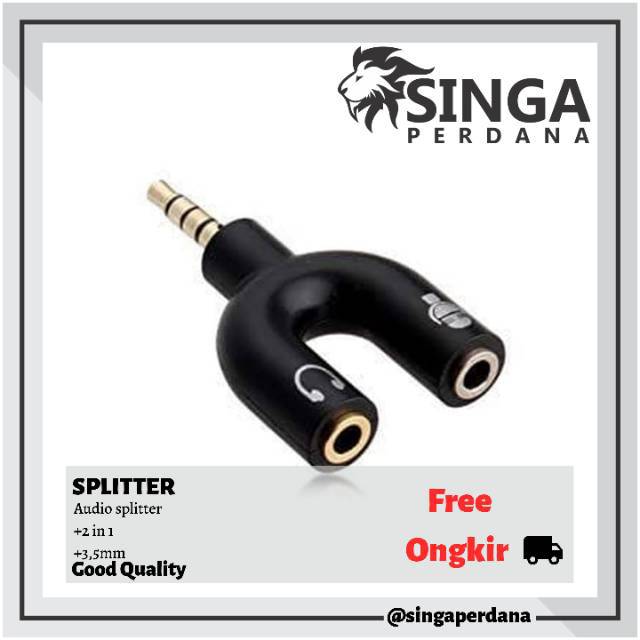 Jual Audio Splitter U Shape In Mic Audio Jack Mm To Dual