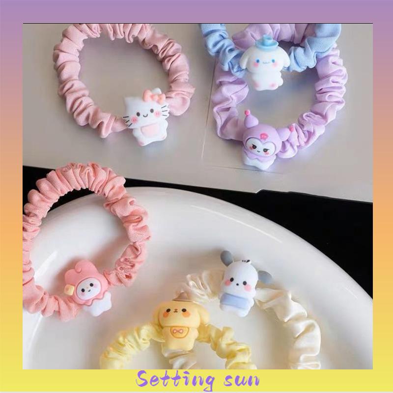 Cincin Usus Kecil Kartun Anjing Cinnamoroll  Cincin Rambut  Gaya Manis Manis Lucu Tali Rambut TN