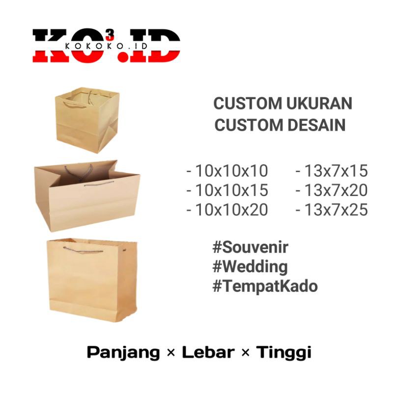 

PAPERBAG COKLAT POLOS CUSTOM SABLON MINI MURAH
