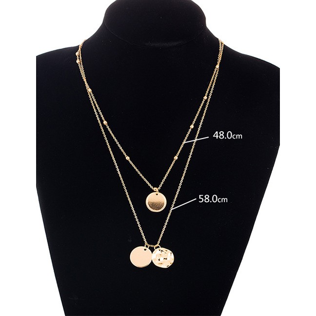LRC Kalung Fashion Gold Geometric Alloy Irregular Smooth Round Multi-layer Necklace F91793
