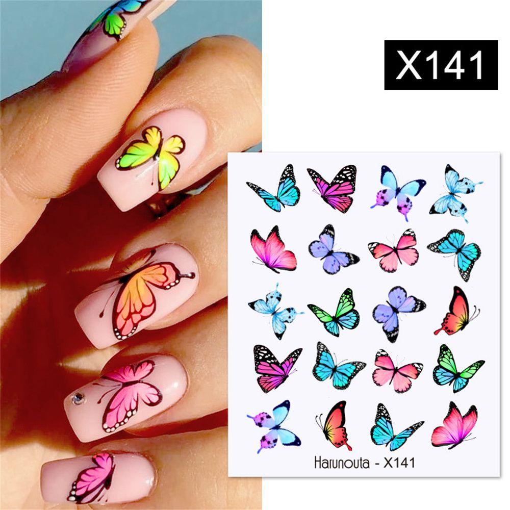 Preva Nail Sticker Daun Warna-Warni Stiker Transfer Tahan Air