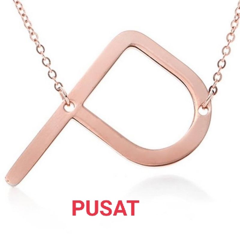 KALUNG INISIAL ALPHABET ROSE GOLD TITANIUM STAINLESS STEEL