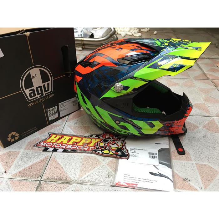 HELM AGV ITALY CARBON AX8 NOHANDER SIZE XL EUROFIT 3 COLOUR RINGAN