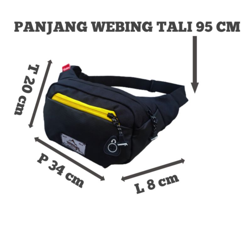 Tas Selempang Pria Waist Bag Pria Semi Waterproof Anti Sobek Roowns Wonder Free Sendal Gunung Jepit Wonder