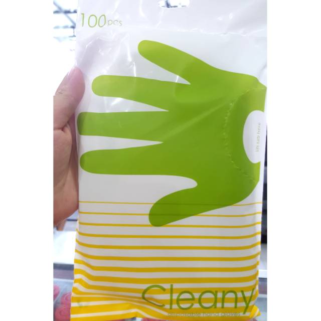 Cleany Sarung Tangan plastik disposable hand gloves isi 100