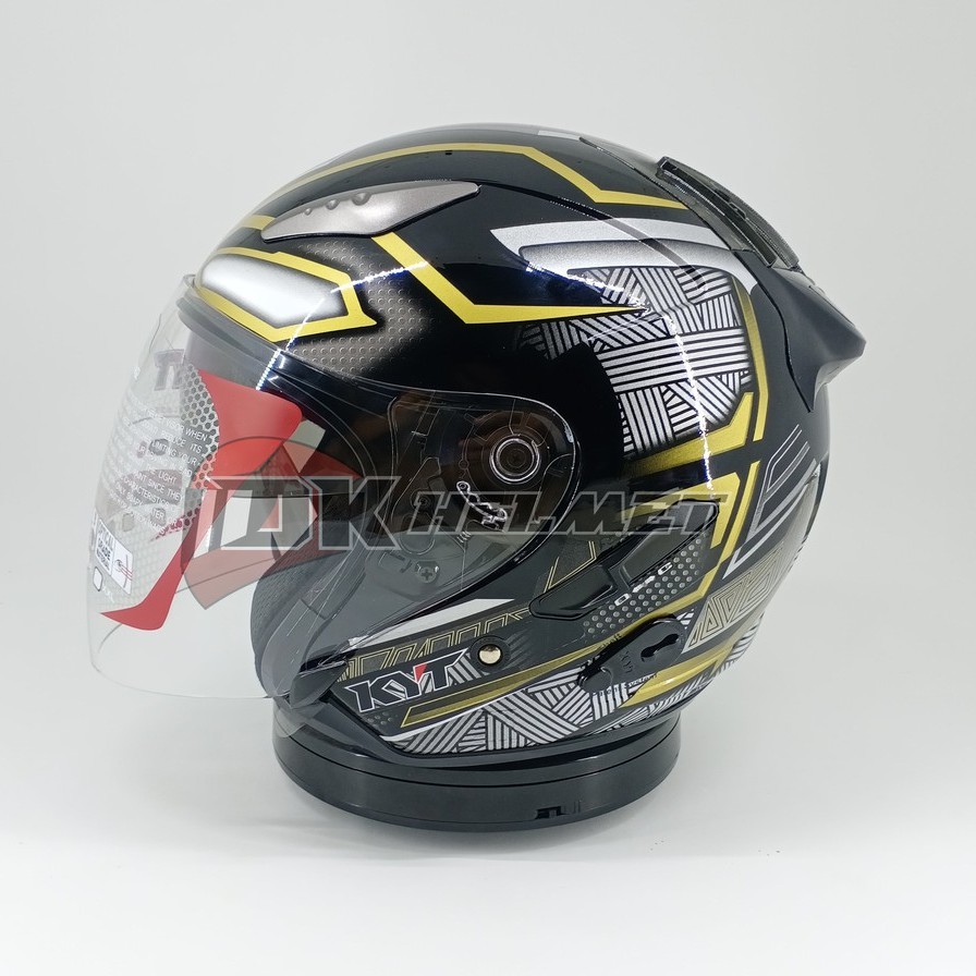 Helm Half Face KYT Galaxy Slide Flat R Motif Marvel Black Panther Gold Limited ED Couple K2R Black P