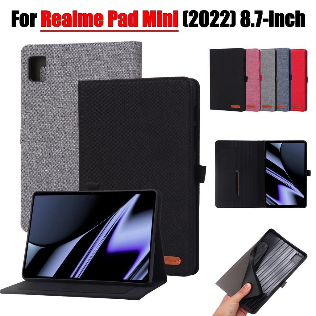 (Sleep / Wake) Casing Flip Lipat Pu Tekstur Anyaman Untuk Realme Pad Mini 4G LTE 8.7 &quot;(2022)