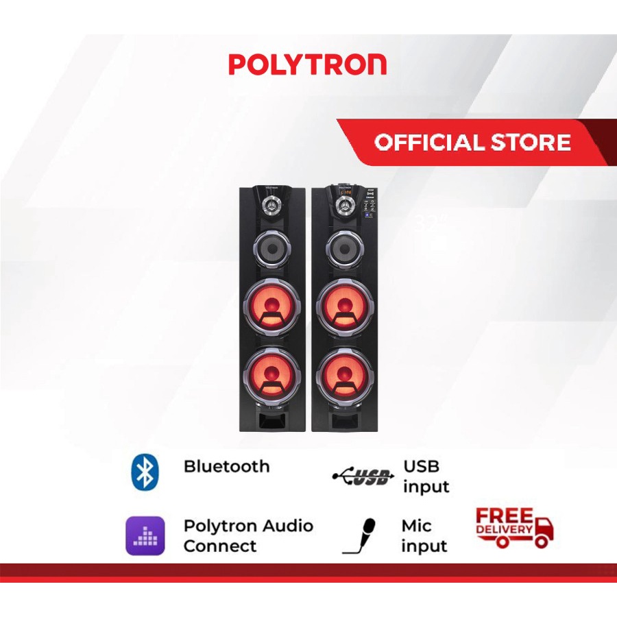 Polytron Speaker Aktif 8&quot; Bluetooth USB Mic PAS 8FF22 Light Super Bass