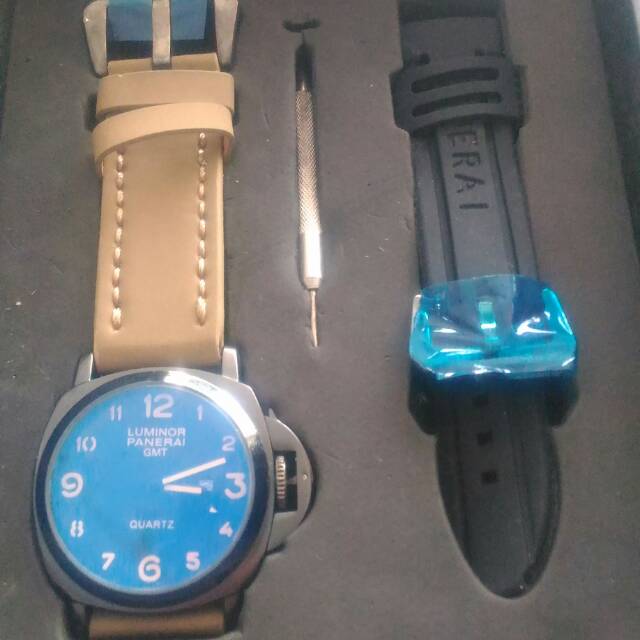 LUMINOR PANERAI GMT STOK TERBATAS  FREE BOX & BATERAI CADANGAN JAM TANGAN PRIA