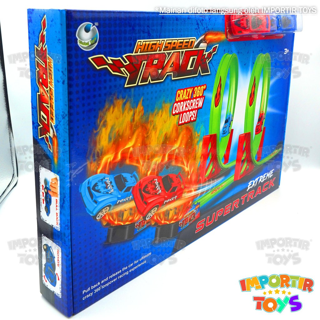 Dual HotWheels Salto Track Mainan MOBIL Anak 2 SET &quot;PUTAR 360&quot; (HIGH SPEED TRACK)