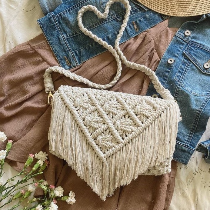 tas selempang macrame, tas macrame handmade terbaru