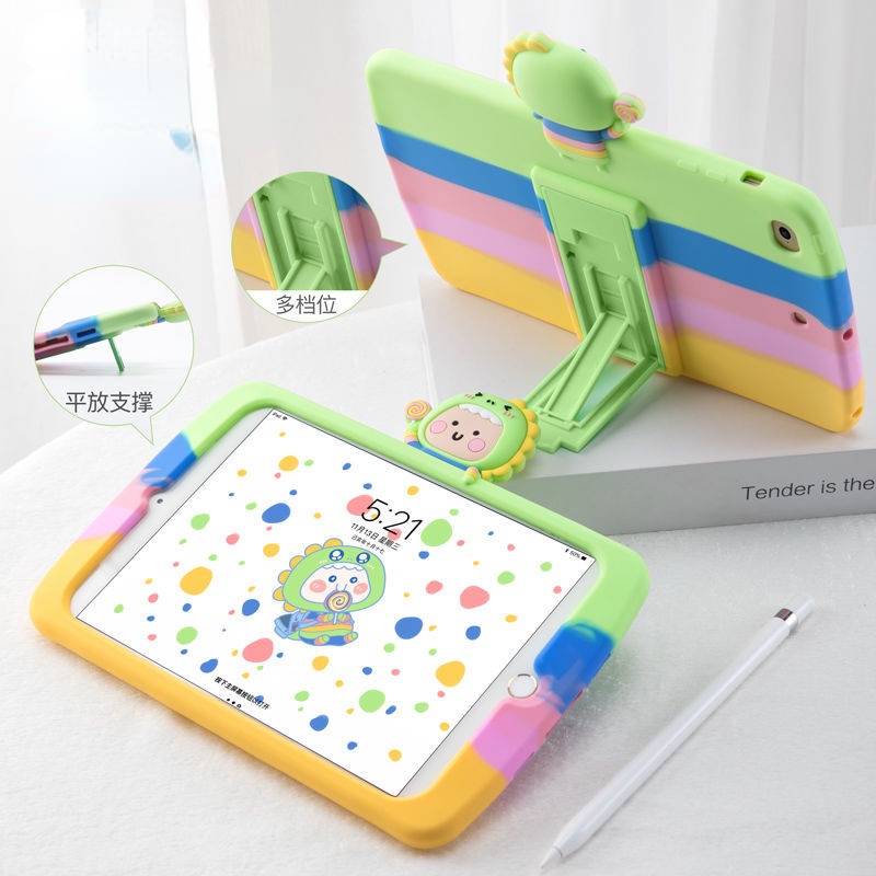 Casing Soft Case Silikon Motif Dinosaurus 3D Untuk IPad 8 / 3 / 2 / 5 / Mini / 10.2 / 2020 / Air4