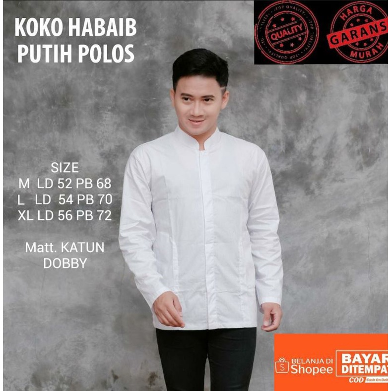 Baju Koko sultan /KOKO POLOS PUTIH LENGAN PANJANG/ Baju Koko pria lengan panjang/ koko putih