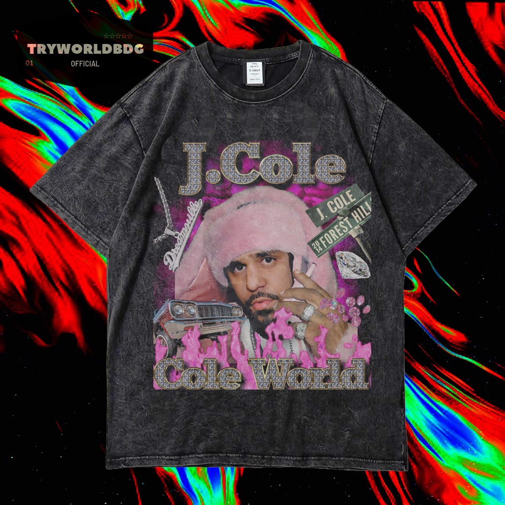 KAOS OVERSIZED / KAOS WASHED / OVERSIZED T SHIRT / KAOS J.COLE COLE WORLD VINTAGE RAP TEE
