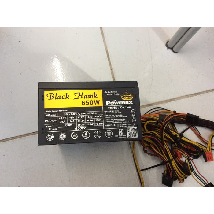 [DISC 50%] psu black hawk 650w, powerex (4 x 6+2 pin)