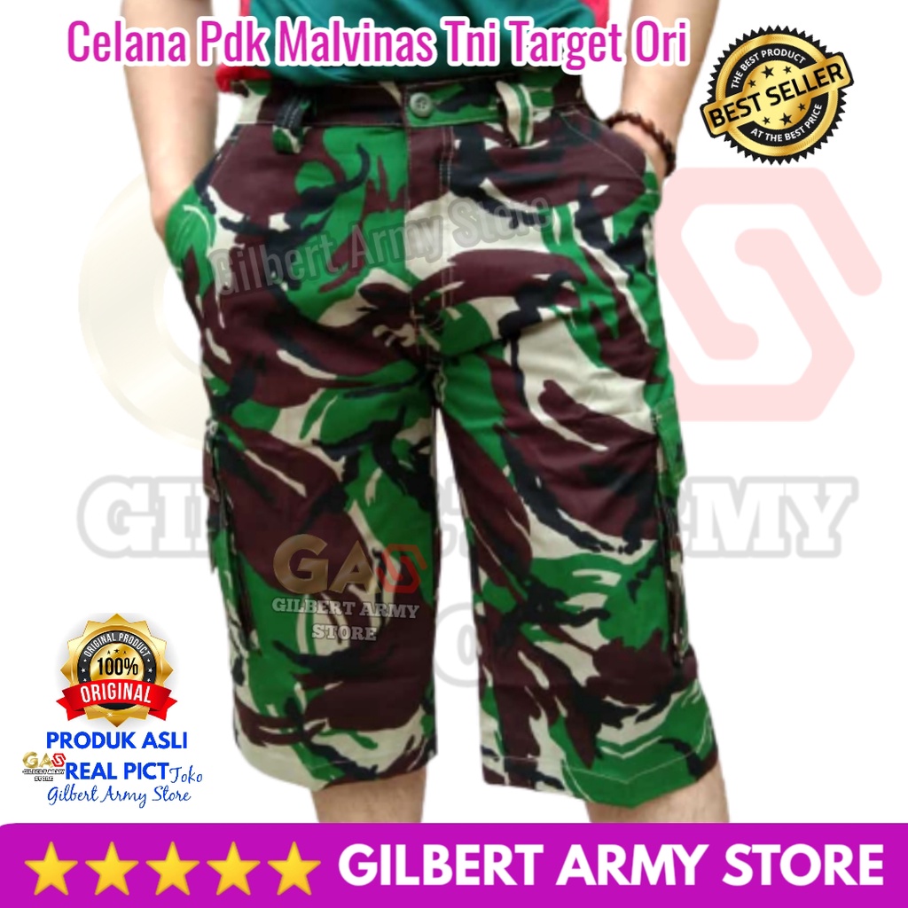 Celana Loreng Target Original Malvinas Tni Cargo Pendek Pria Terbaru GILBERT ARMY STORE size 28-38 Camo Tentara